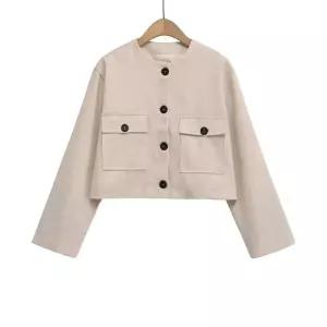 타노스여자 데일리룩 자켓 린넨마 여름 스트리트 리넨 혼방 쇼트 코트 KUK2