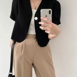 타노스여자 데일리룩 자켓 린넨마 여름 버튼 버블 소매 면 린넨 재킷 KUK2