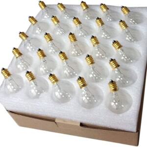 빈티지 LED 스트링 라이트 교체 전구 플라스틱 비산 방지 글로브 볼 램프 E12 베이스 2700K 에디슨 G40 1W