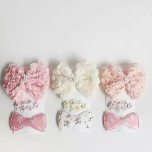 프릴 레이스 집게핀 세트 3color 똑딱핀 헤어악세사리