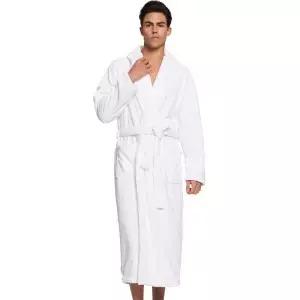 PJGGZ 남성용 숄 칼라 목욕 가운 부드러운 롱 타월 - 흡수력이 뛰어나 빠르게 건조하면서도 따뜻함