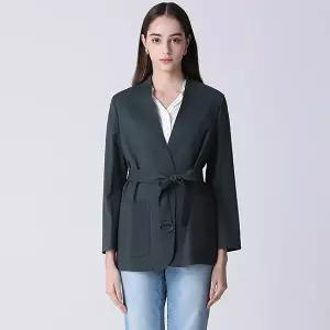 [하프클럽/쉬즈미스]벨티드 린넨 칼라리스 재킷