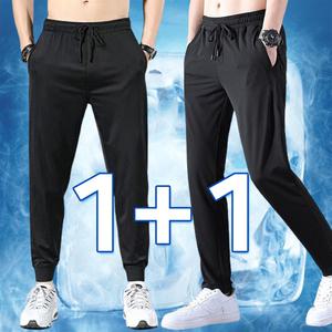 1+1 남자 여름 쿨바지 아이스 냉장고 조거팬츠 트레이닝복하의 에어매쉬 작업복하의