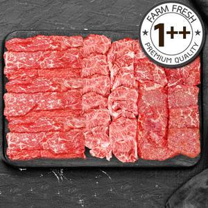 배부른 한우 1++ 투뿔 3종 소고기 모둠 구이 3~4인분 600g