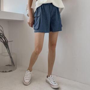 [시크릿라벨] [짱짱한밴딩/큐티] 카고 데님 반바지