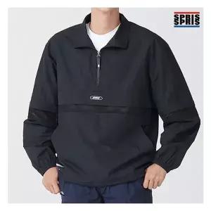 [스프리스] 남성 3단 배색 아노락 점퍼 블랙