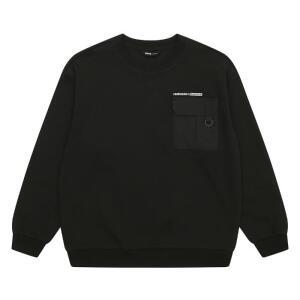 소이 HC22 우븐포켓 배색 맨투맨 티 남아 봄가을용 블랙 면 박스핏 우븐포켓 배색 맨