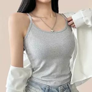 [하프클럽/]쫀쫀 골지 슬림 기본 끈 나시 to-2487c