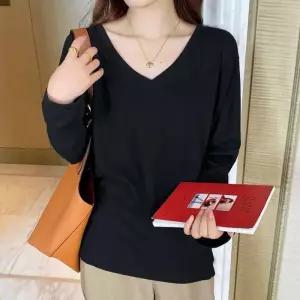 ONM 티셔츠 롱슬리브 오버핏 브이넥 여자 기본티 긴