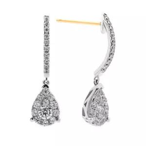 [하나다이아몬드]1부 랩다이아몬드 14k 18k 물방울 프로포즈 웨딩 귀걸이 티얼스 HNLDER0140