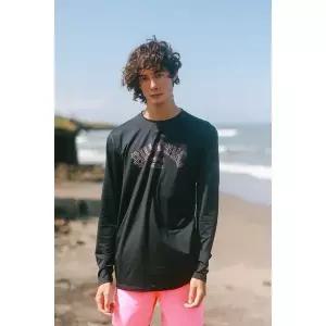 빌라봉 남성 네이비 아치 그래픽 루즈 핏 긴팔 래쉬가드(AE21RS203BLK)_CA