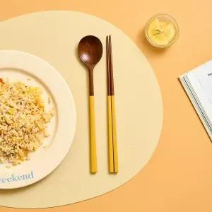 [모던하우스] 자연옻칠 보름달 컬러 수저세트 옐로