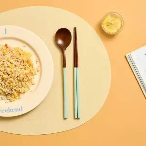 [모던하우스] 자연옻칠 보름달 컬러 수저세트 민트