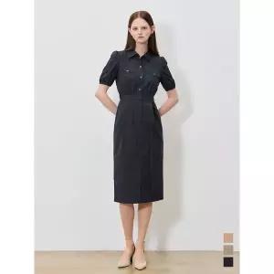 [하프클럽/리스트]지적인 코튼 벨티드 셔링 원피스 (택가격 278000원)