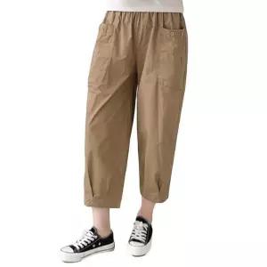 ONM 워싱 포켓주름 8부팬츠 캐주얼룩 여자 바지