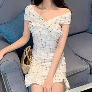 ONM 여름원피스 엑스자 오프숄더 슬림한 라인 랩디자인