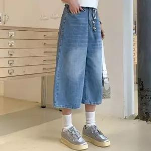 ONM 여성 7부 빈티지 하이웨스트 데님 팬츠