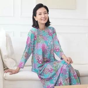 H8553 조각패턴 홈드레스 50대 홈웨어 원피스 잠옷
