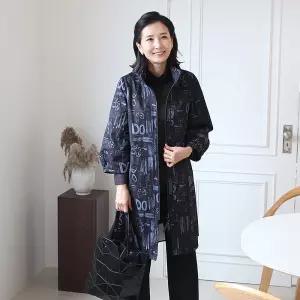 [쉬즈마담]J31717 그래피티 벌룬소매 하이넥 롱코트 50대 엄마옷