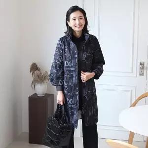 [쉬즈마담]J31717 그래피티 벌룬소매 하이넥 롱코트 50대 엄마옷