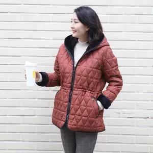 [쉬즈마담]J31735 퀼팅자수 밍크털후드 패딩코트 50대 엄마옷