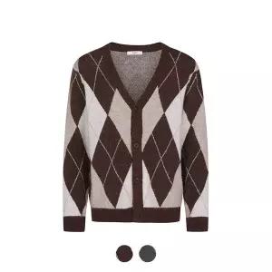 [앤드지] 알파카 블렌드 아가일 가디건_BZD4EC1202