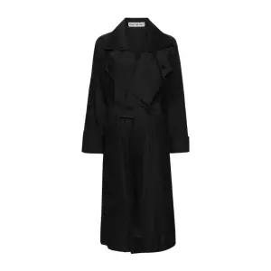 블랙 와이드 노치 라펠 더블브레스트 맥시 코트 IM46FA56115