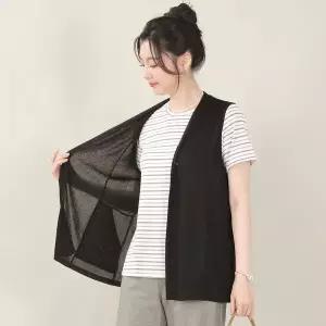 [하프클럽/] 엄마옷 인견 쿨 아이스 블랙 단추 오픈 브이 여성 여름 주머니