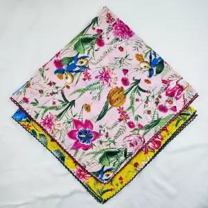 레이스 뜨게 꽃다발 패턴 손수건 스카프