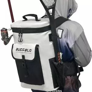 Buffalo Gear 물고기 쿨러 백팩 20L 22Qt 단열 낚시 백, 배수 플러그 포함, 방수 킬