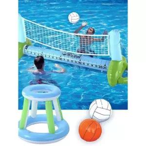 최고의 여름 해변용 배구대 물놀이 장난감 세트 팽창식 스포츠 블루 4종