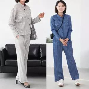 [쉬즈마담]SET3241 차이나포켓남방&플리츠팬츠 상하세트 플리츠