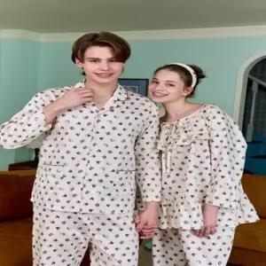 세일)면100)터치가 부드러운 면 60주자 강아지나염 커플잠옷 SPA2324M)_DJ