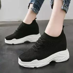 여성 키높이 니트 운동화 삭스 스니커즈 메쉬 런닝화 발편한 통굽 슬립온