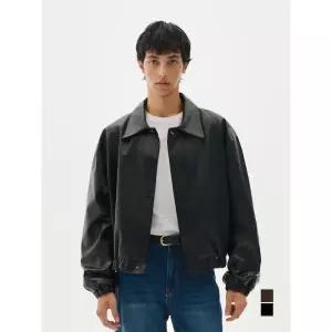 TRADCLUB 하이드 히든버튼 레더 블루종 2컬러 1159675