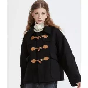 노이아고 NOI498 오버핏 더플 코트 블랙 424890