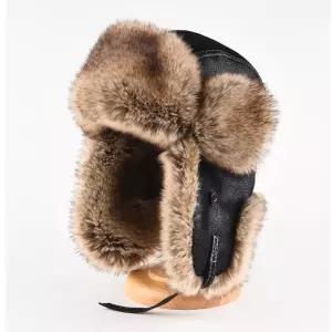 가죽 겨울 트래퍼 모자 파일럿 인조 모피 안감 모자 레이펑 두꺼운 귀 보호 스키 우샨카 야외용