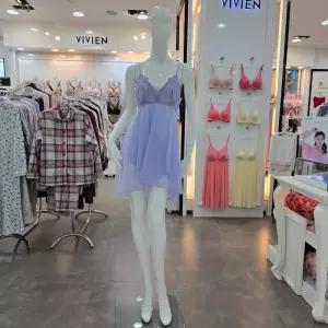 [비비안]프리미엄라인 패치자수 쉬폰 시스루 팅커벨 슬립 FS985A-VIO