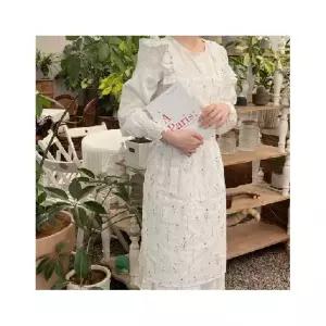 매장정품 더블유쇼핑 잔꽃 플라워 꽃 봄 여름 기본 앞치마 프릴 레이스 린넨 면 모던 주방 카페 집 신혼부