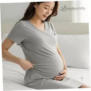임부 전용 소재 반소매 긴소매 원피스형 수면복 빅사이즈 편안한 홈웨어 임신기 잠옷