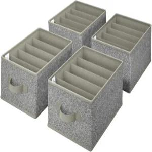 할머니는 옷장용 바지 청바지 정리함 의류 옷 서랍 티셔츠 스웨터 회색 4팩의 보관함이라고 말합니다