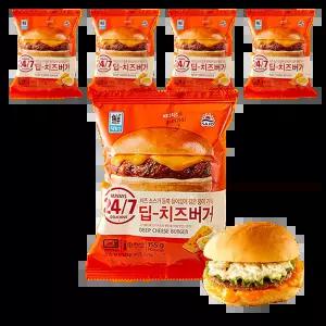 사조대림 딥치즈버거 155g x 5개 / 편의점 매점빵 냉동 햄버거