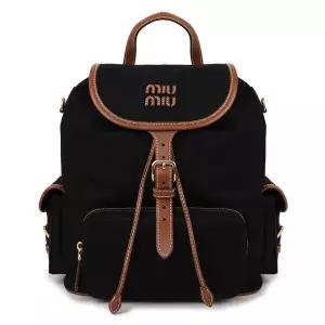라프리마 미우미우 캔버스 가죽 백팩 5BZ042-2IBQ-F0RS5-OOM
