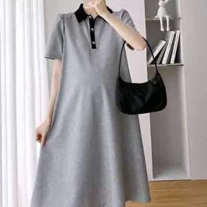 데일리 디자인 카라 단추 원피스 배색 임산부