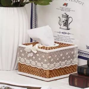 홈인테리어 레이스 라탄 두루마리 휴지각 티슈박스 거실 가정용 보관함 예쁜커버