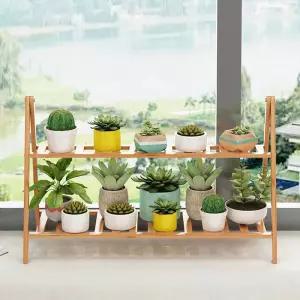 다육이 선반 2단화분다이 원목받침대 다이 거치대 진열대 이선반 식물 베란다 인테리어 정리대