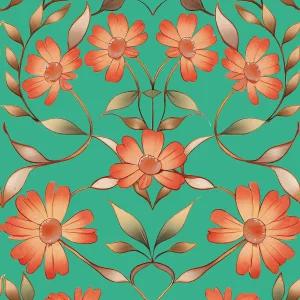 그린 플로럴 빈티지 필 앤 스틱 벽지 - 침실 거실 홈 데코용 17.3인치 x 6.6피트 셀프 접착식 탈착식