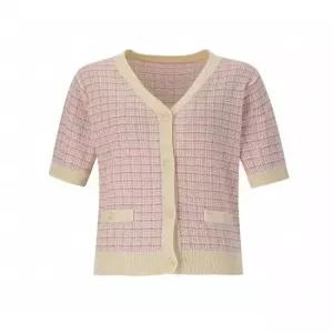 [숲][숲] 체크 패턴 반팔 카디건 (SZ5GD90)