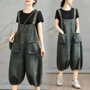 포뇨 여사친 데님 여름 슬림핏 멜빵바지 OPH2