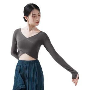 애비걸 틴 걸스 여성 발레 랩탑 요가 운동 엄지 구멍이 롱 슬리브 댄스 셔츠 2가지